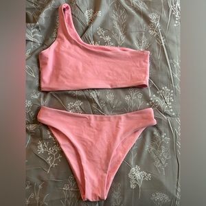 NWOT One Shoulder Bikini Set - Pink S. Never worn.